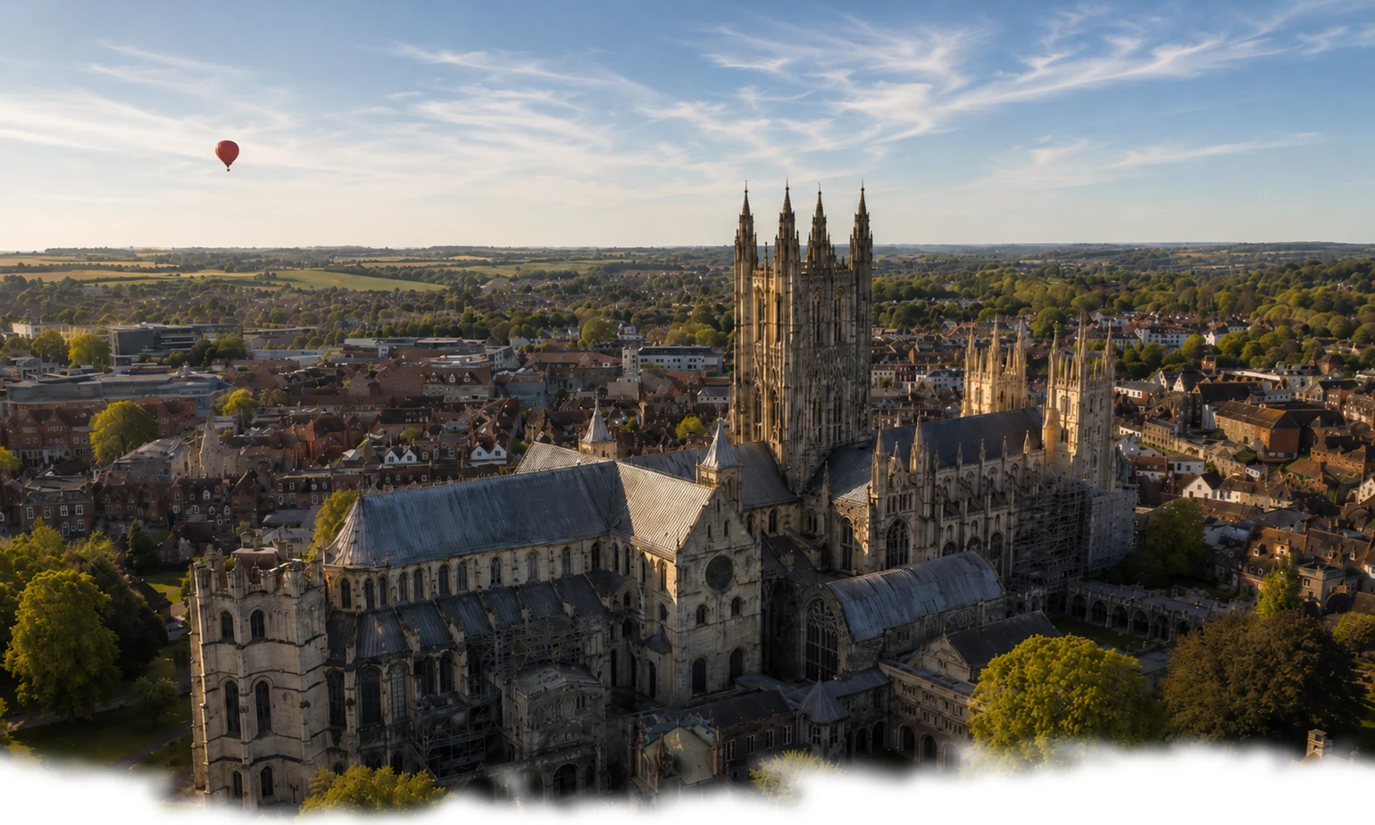 Hot air balloon flight from Canterbury, one of the closest launch locations to Hythe, Kent