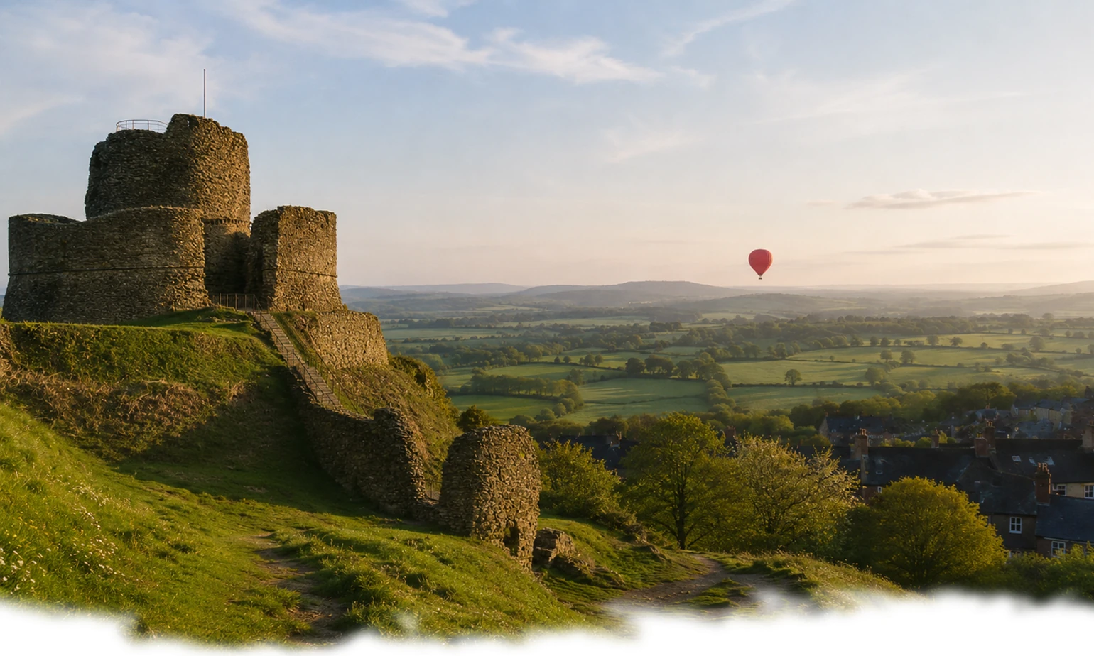 Hot air balloon flight over Launceston in Cornwall