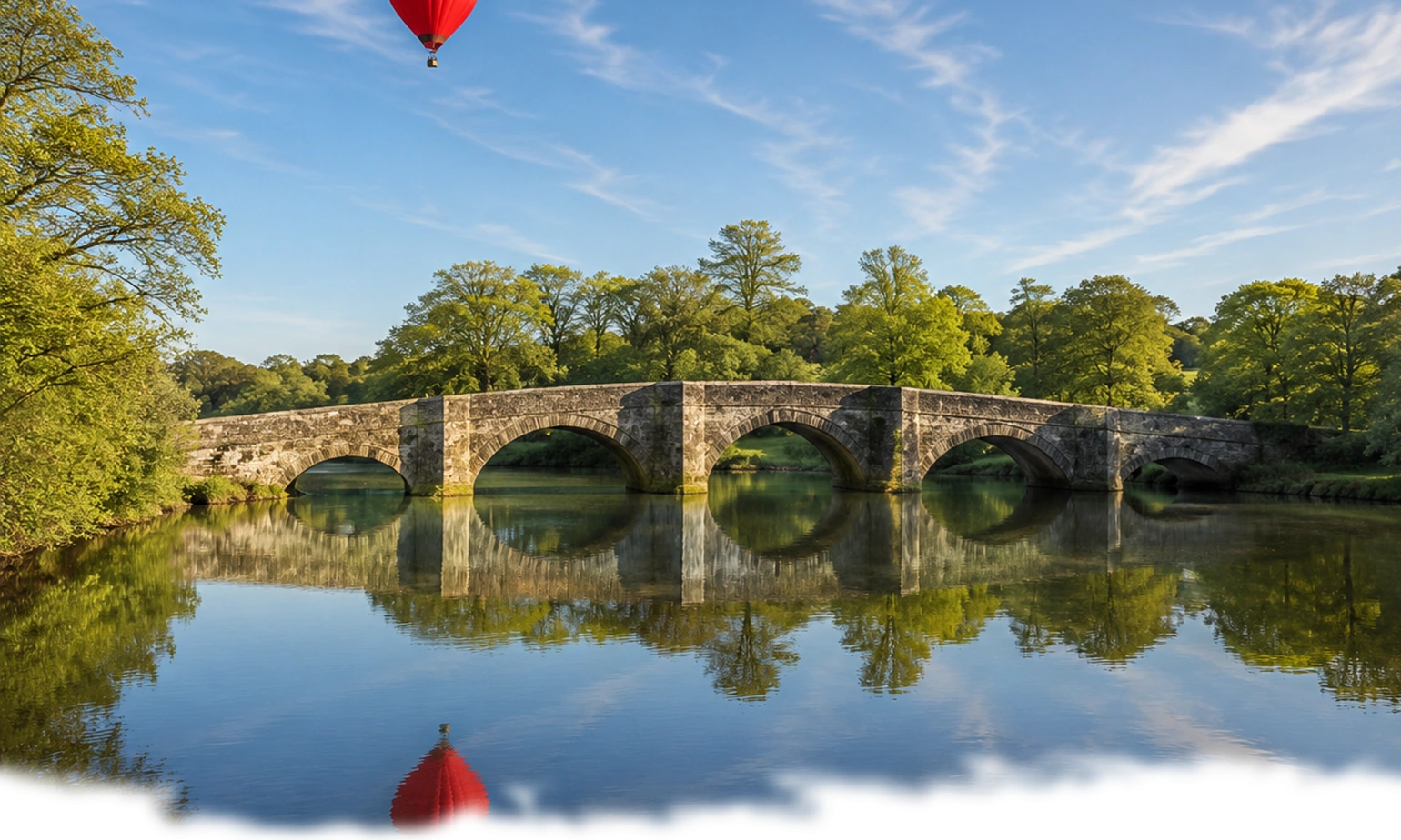 Hot air balloon flight over Newby Bridge in Cumbria