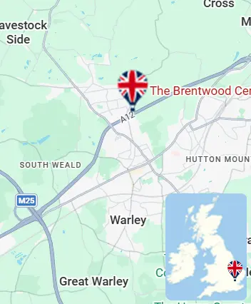 Map showing the Brentwood hot air balloon launch area