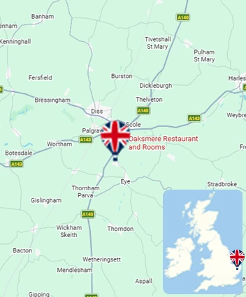 Map showing the Diss hot air balloon launch area