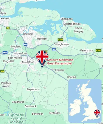 Map showing the Hollingbourne hot air balloon launch area