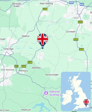 Map showing the Royal Tunbridge Wells hot air balloon launch area