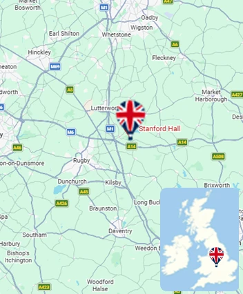 Map showing the Stanford Hall hot air balloon launch area