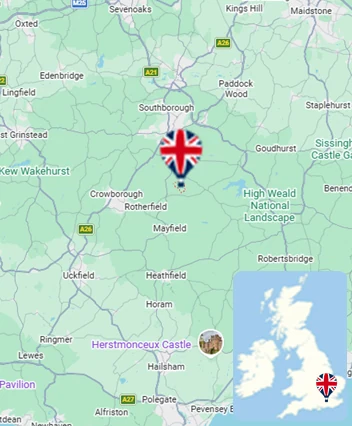 Map showing the Wadhurst hot air balloon launch area