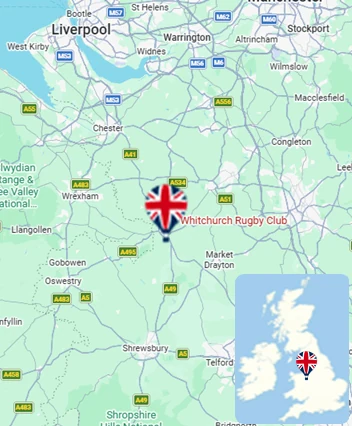 Map showing the Whitchurch hot air balloon launch area